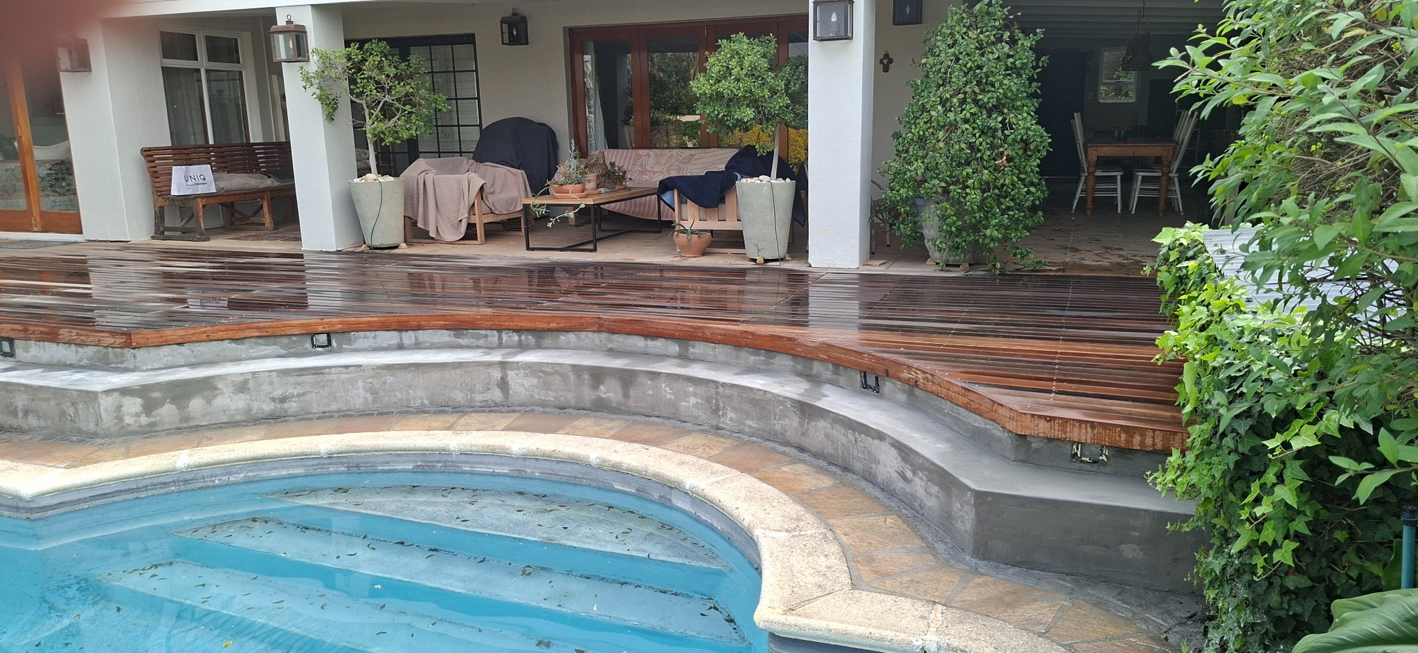 Poolside exterior works